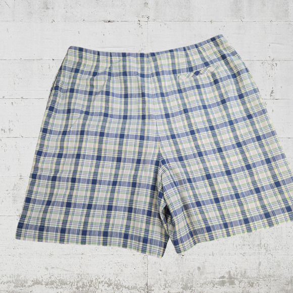 Y2K Liz Claiborne Cream Navy Plaid Linen Blend Retro Sportswear Skort Size 14 - Picture 8 of 8